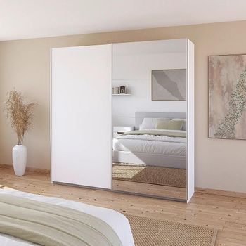 Quadra Alpine White 226cm 2 Door Mirror Sliding Wardrobe