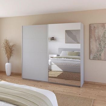 Quadra Silk Grey 226cm 2 Door Mirror Sliding Wardrobe