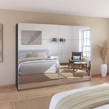 Quadra Metallic Dark Grey Mirrored 271cm 2 Door Sliding Wardrobe