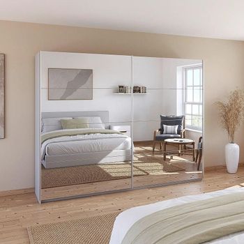 Quadra Silk Grey Mirrored 271cm 2 Door Sliding Wardrobe