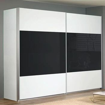 Quadra Alpine White and Basalt Glass 271cm 2 Door Sliding Wardrobe