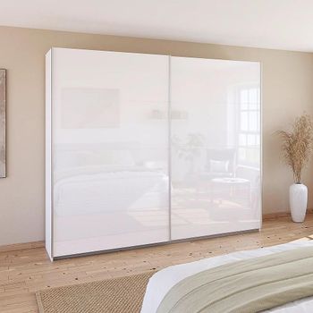 Quadra Alpine White and High Gloss White 271cm 2 Door Sliding Wardrobe