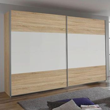Quadra Sonoma Oak and Alpine White 271cm 2 Door Sliding Wardrobe