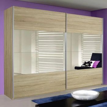 Quadra Sonoma Oak and Champagne Glass 271cm 2 Door Sliding Wardrobe