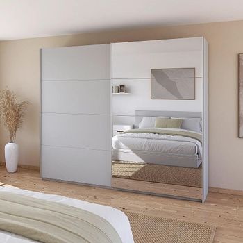 Quadra Silk Grey 271cm 2 Door Mirror Sliding Wardrobe