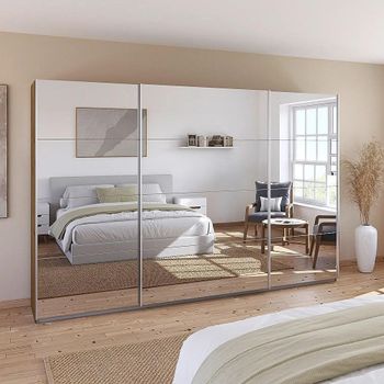 Quadra Mirrored Artisan Oak 315cm 3 Door Sliding Wardrobe