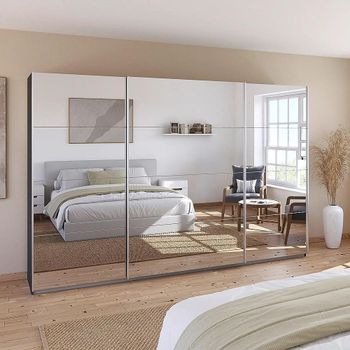 Quadra Metallic Dark Grey Mirrored 315cm 3 Door Sliding Wardrobe