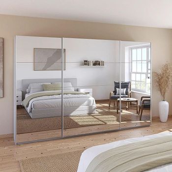 Quadra Silk Grey Mirrored 315cm 3 Door Sliding Wardrobe