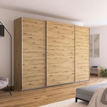Quadra Artisan Oak 315cm 3 Door Sliding Wardrobe
