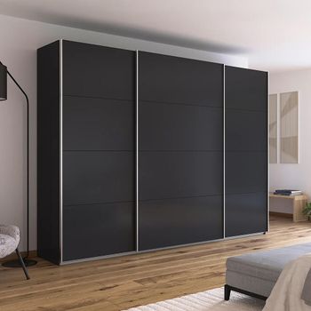 Quadra Metallic Dark Grey 315cm 3 Door Sliding Wardrobe
