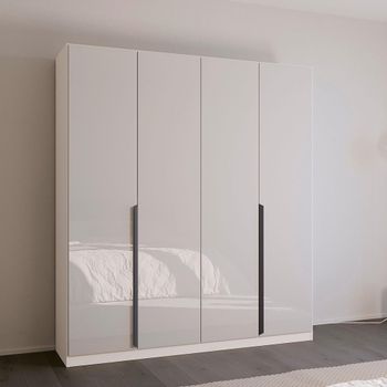 Quadra Spin Alpine White and Crystal White Glass 181cm 4 Door Wardrobe