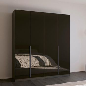 Quadra Spin Metallic Dark Grey and Basalt Glass 181cm 4 Door Wardrobe