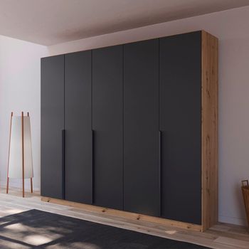 Quadra Spin Artisan Oak and Metallic Dark Grey 226cm 5 Door Wardrobe