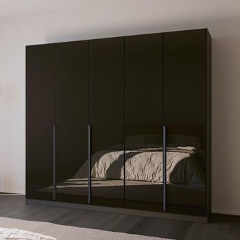 Quadra Spin Metallic Dark Grey and Basalt Glass 226cm 5 Door Wardrobe