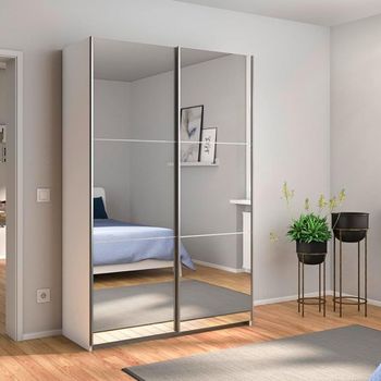 Reflect Alpine White Mirrored 131cm 2 Door Sliding Wardrobe