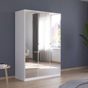 Reflect Alpine White Mirrored 136cm 3 Door Wardrobe