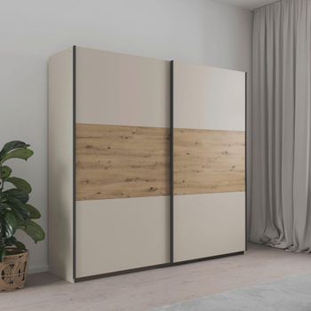Sajo Champagne and Artisan Oak 218cm 2 Door Sliding Wardrobe