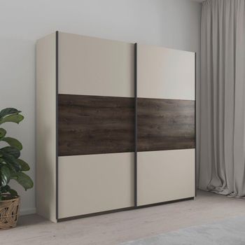 Sajo Champagne and Atlantic Dark Oak 218cm 2 Door Sliding Wardrobe