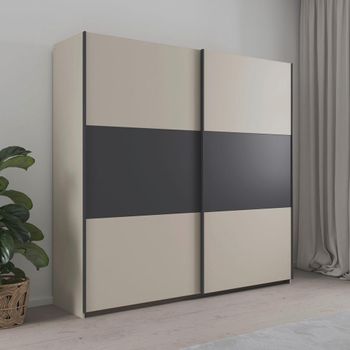 Sajo Champagne and Metallic Dark Grey 218cm 2 Door Sliding Wardrobe