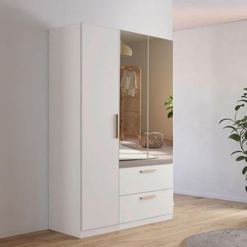 Skandi Alpine White 136cm 3 Door Combi Wardrobe
