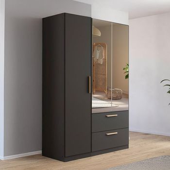 Skandi Metallic Dark Grey 136cm 3 Door Combi Wardrobe