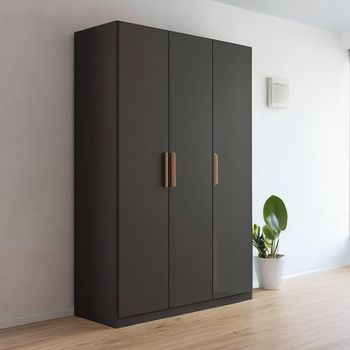 Skandi Metallic Dark Grey 136cm 3 Door Wardrobe