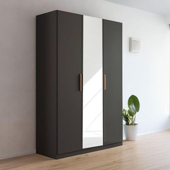 Skandi Metallic Dark Grey 136cm 3 Door Mirror Wardrobe