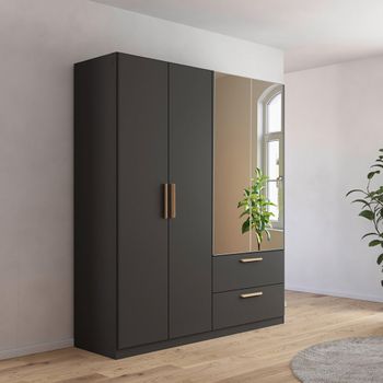 Skandi Metallic Dark Grey 181cm 4 Door Combi Wardrobe