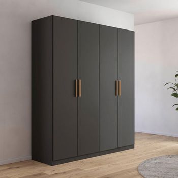 Skandi Metallic Dark Grey 181cm 4 Door Wardrobe