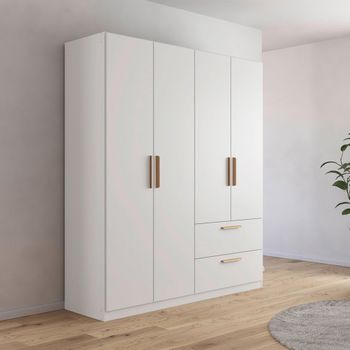 Skandi Alpine White 181cm 4 Door 2 Drawer Wardrobe