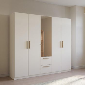 Skandi Alpine White 226cm 5 Door Combi Wardrobe