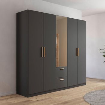 Skandi Metallic Dark Grey 226cm 5 Door Combi Wardrobe
