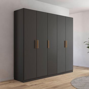 Skandi Metallic Dark Grey 226cm 5 Door Wardrobe