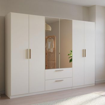 Skandi Alpine White 271cm 6 Door Combi Wardrobe