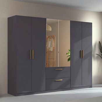 Skandi Metallic Dark Grey 271cm 6 Door Combi Wardrobe
