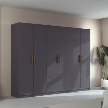 Skandi Metallic Dark Grey 271cm 6 Door Wardrobe