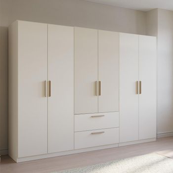 Skandi Alpine White 271cm 6 Door 2 Drawer Wardrobe