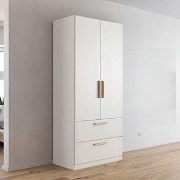Skandi Alpine White 91cm 2 Door 2 Drawer Wardrobe