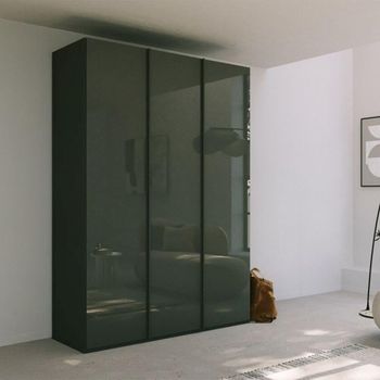 Skat Meridian Graphite and Basalt Glass 151cm 3 Door Wardrobe