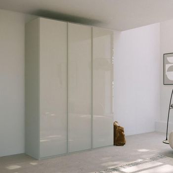 Skat Meridian Silk Grey and Silk Grey Glass 151cm 3 Door Wardrobe