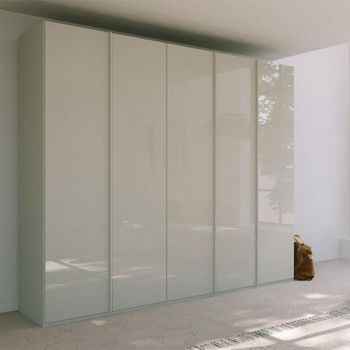 Skat Meridian Silk Grey and Silk Grey Glass 251cm 5 Door Wardrobe