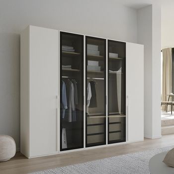 Skat Shine Alpine White 251cm 5 Door Wardrobe