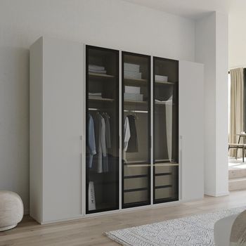 Skat Shine Silk Grey 251cm 5 Door Wardrobe