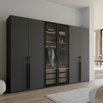 Skat Shine Graphite 301cm 6 Door Wardrobe