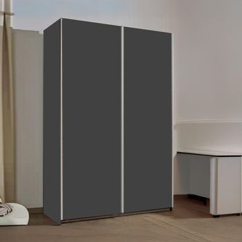Slide Metallic Dark Grey 131cm 2 Door Sliding Wardrobe