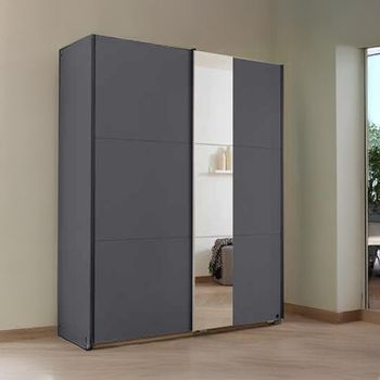 Slide Metallic Dark Grey 131cm 2 Door Mirror Sliding Wardrobe