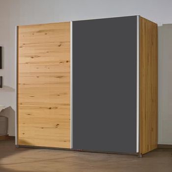 Slide Artisan Oak and Metallic Dark Grey 175cm 2 Door Sliding Wardrobe