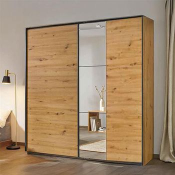 Slide Artisan Oak 175cm 2 Door Mirror Sliding Wardrobe