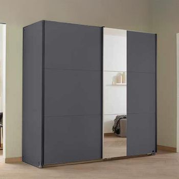 Slide Metallic Dark Grey 175cm 2 Door Mirror Sliding Wardrobe