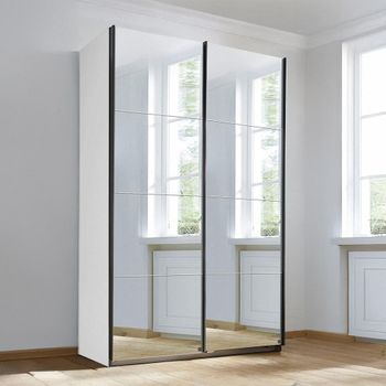 Subito Mirrored Alpine White 136cm 2 Door Sliding Wardrobe